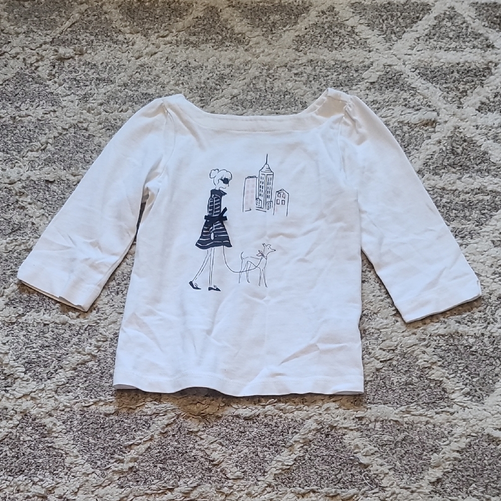 10 for $25 - JANIE and JACK Girls 4 White Long Sleeve Shirt with Design
